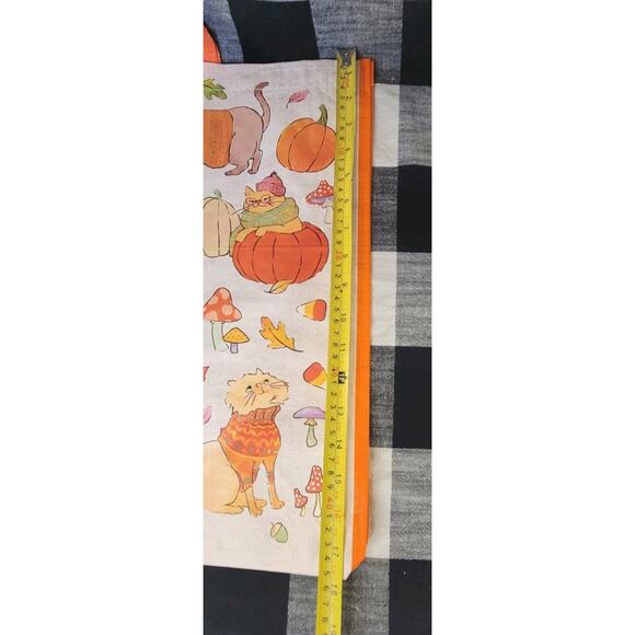 Halloween Fall Cats Sweaters Candy Corn Pumpkins Vinyl Reusable Bag TJMaxxNWT - Picture 4 of 4